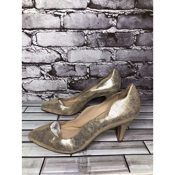 Loeffler Randall Gold Leather Shimmer Pointed Toe High Heels Women 9B US/39.5EU - Picture 13 of 16